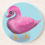 Cute Kawaii Pink Duck & Hearts Nursery Art Coaster<br><div class="desc">Quack up a smile with this incredibly cute pink duck design! This unique illustration features a glossy, 3D-style duck with a soft, textured wing, looking lovingly at floating pink hearts. It's an adorable and modern take on a classic childhood favorite. Perfect for decorating a baby girl's nursery, making a sweet...</div>