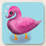 Cute Kawaii Pink Duck & Hearts Nursery Art Coaster<br><div class="desc">Quack up a smile with this incredibly cute pink duck design! This unique illustration features a glossy, 3D-style duck with a soft, textured wing, looking lovingly at floating pink hearts. It's an adorable and modern take on a classic childhood favorite. Perfect for decorating a baby girl's nursery, making a sweet...</div>