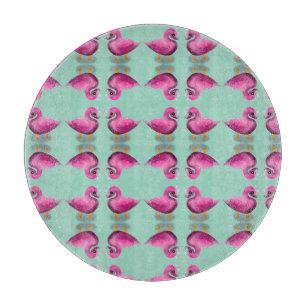 Cute Kawaii Pink Duck & Hearts Nursery Art Cutting Board