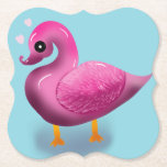 Cute Kawaii Pink Duck & Hearts Nursery Art Paper Coaster<br><div class="desc">Quack up a smile with this incredibly cute pink duck design! This unique illustration features a glossy, 3D-style duck with a soft, textured wing, looking lovingly at floating pink hearts. It's an adorable and modern take on a classic childhood favorite. Perfect for decorating a baby girl's nursery, making a sweet...</div>