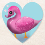 Cute Kawaii Pink Duck & Hearts Nursery Art Paper Coaster<br><div class="desc">Quack up a smile with this incredibly cute pink duck design! This unique illustration features a glossy, 3D-style duck with a soft, textured wing, looking lovingly at floating pink hearts. It's an adorable and modern take on a classic childhood favorite. Perfect for decorating a baby girl's nursery, making a sweet...</div>