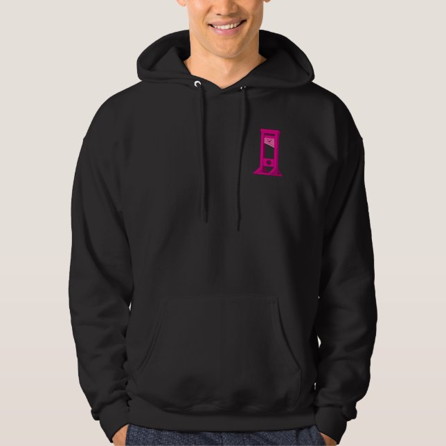 Cute Kawaii Pink Guillotine Men's Black Hoodie (Front)