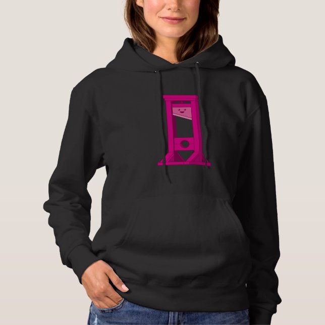 Cute Kawaii Pink Guillotine Women's Black Hoodie (Front)