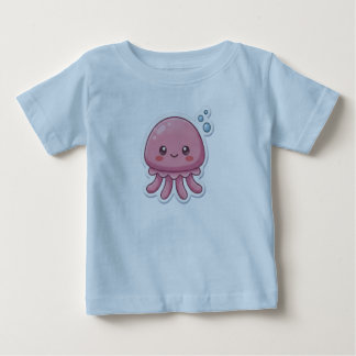 Cute Kawaii Pink Jellyfish Sticker Design -Happy C Baby T-Shirt