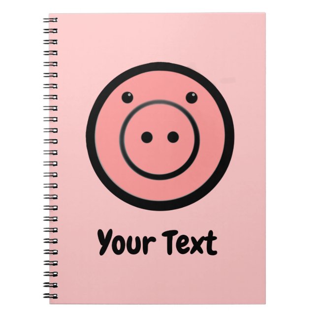 Cute Kawaii Pink Piggy Pig Vector Art Notebook (Front)