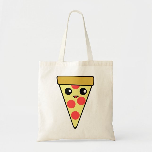 Cute Kawaii Pizza Character Tote Bag (Front)