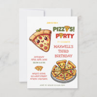 Cute Kawaii Pizza Party kids Birthday 
