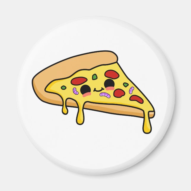 Cute Kawaii Pizza Slice Magnet (Front)