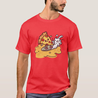 Cute Kawaii Pizza T-Shirt Funny Cheesy Cartoon