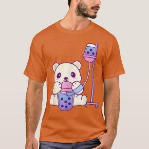 Cute Kawaii Polar Bear Gets Boba Infusion - Anime T-Shirt