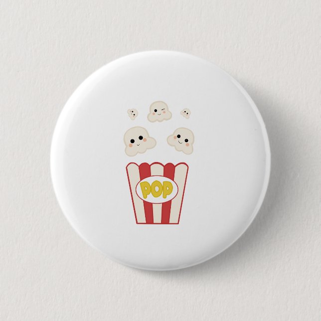 Cute Kawaii Popcorn 6 Cm Round Badge (Front)