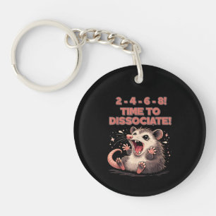 Cute Kawaii Possum Time to Dissociate Funny Design Key Ring