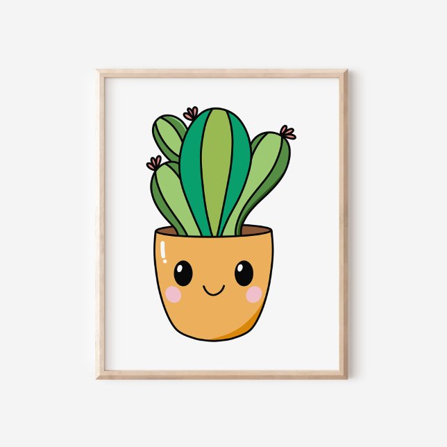 Cute Kawaii Potted Cactus Plant Art Poster (Creator Uploaded)