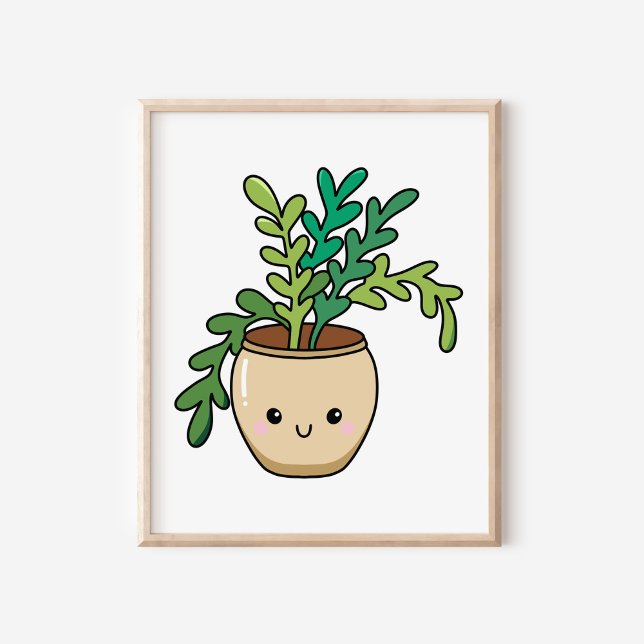 Cute Kawaii Potted Plant Art Poster (Creator Uploaded)