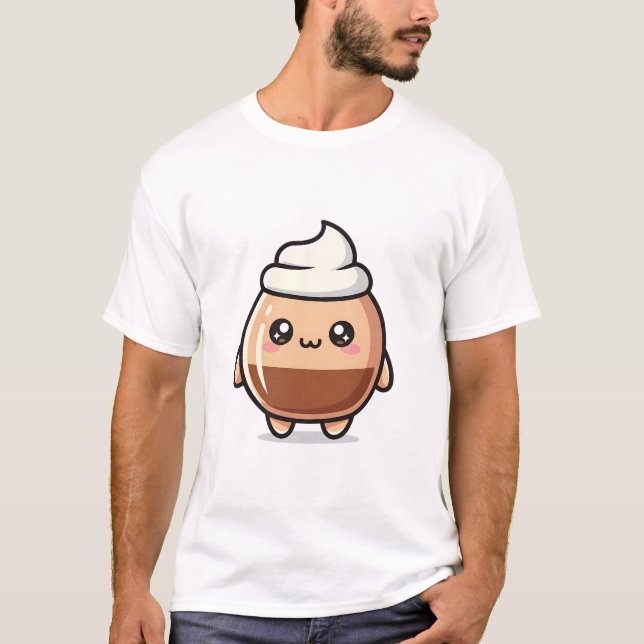 Cute Kawaii Pudding – Adorable Dessert Character T-Shirt (Front)