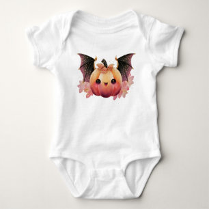 Cute Kawaii Pumpkin Bat Halloween Baby Bodysuit