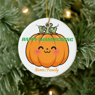 Cute Kawaii Pumpkin Face - Thanksgiving Ceramic Tree Decoration