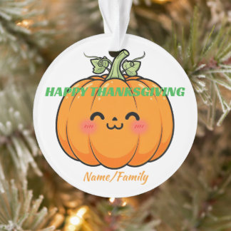 Cute Kawaii Pumpkin Face - Thanksgiving Ornament