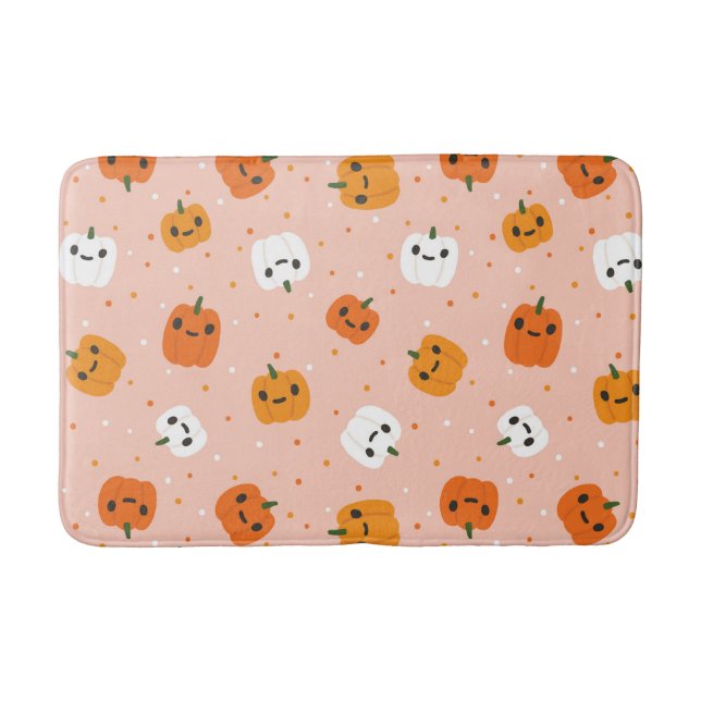 Cute Kawaii Pumpkin Faces Pattern Bath Mat (Front)