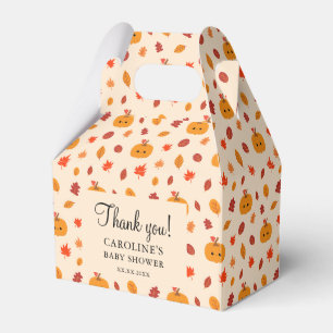 Cute Kawaii Pumpkin Fall Autumn Leaves Baby Shower Favour Box
