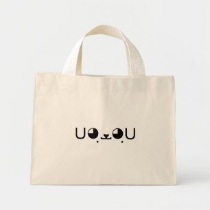 Cute Kawaii Puppy Dog Japanese Kaomoji Emoticon Mini Tote Bag