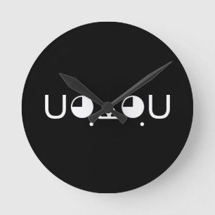 Cute Kawaii Puppy Dog Japanese Kaomoji Emoticon Round Clock