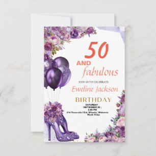 Cute Kawaii Purple Birthday Invitation
