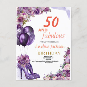 Cute Kawaii Purple Birthday Invitation Postcard