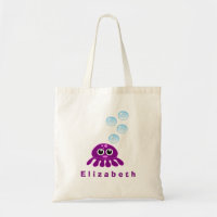Cute Kawaii Purple Jellyfish with Blue Bubbles