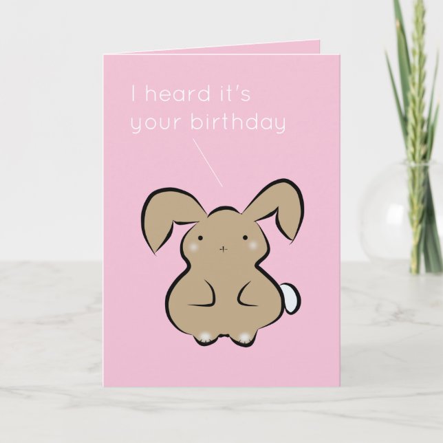 Cute kawaii rabbit pink personalized birthday card (Front)