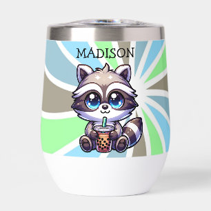 Cute Kawaii Racoon with Bubble Tea Personalised
