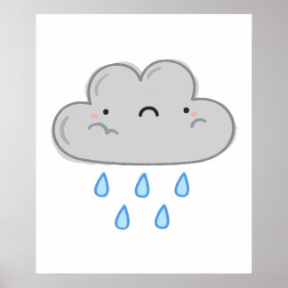 Cute Kawaii Rain Cloud Poster