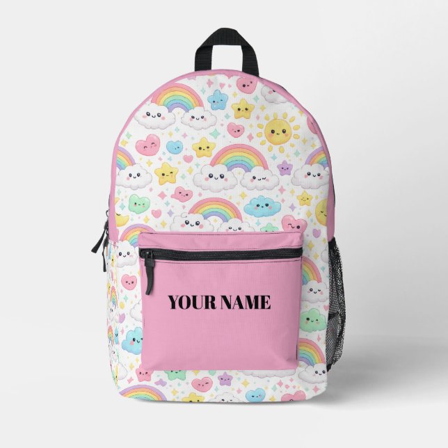 Cute Kawaii Rainbow Backpack | Personalised Bag (Front)
