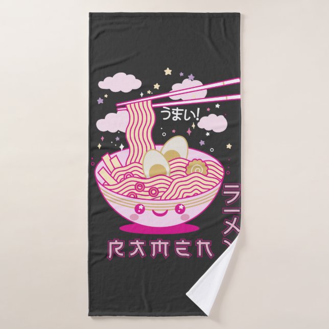 Cute Kawaii Ramen Anime Noodles Ramen Girls, Teens Bath Towel (Bath Towel)