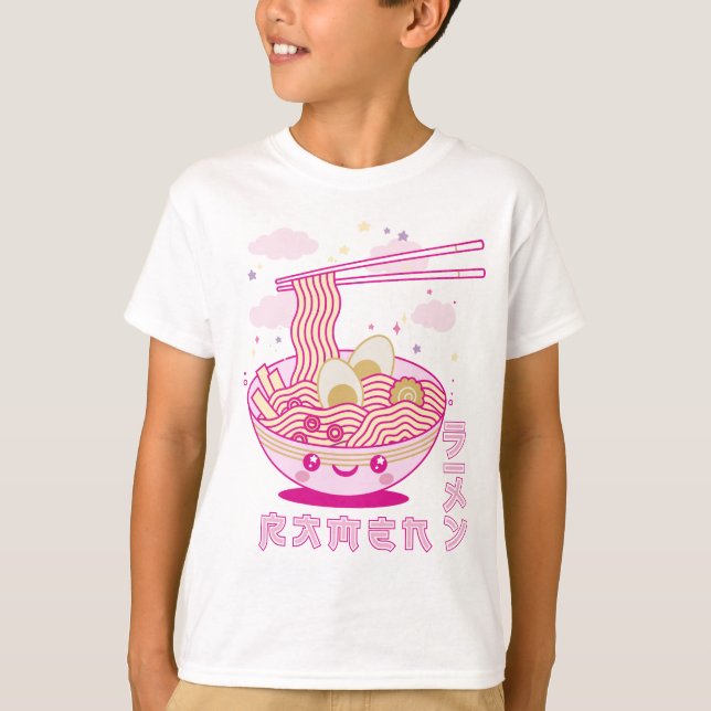 Cute Kawaii Ramen Anime Noodles Ramen Girls, Teens T-Shirt (Front)