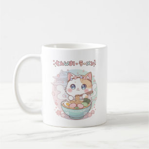 Cute Kawaii Ramen Cat Anime Japan Pastel Coffee Mug