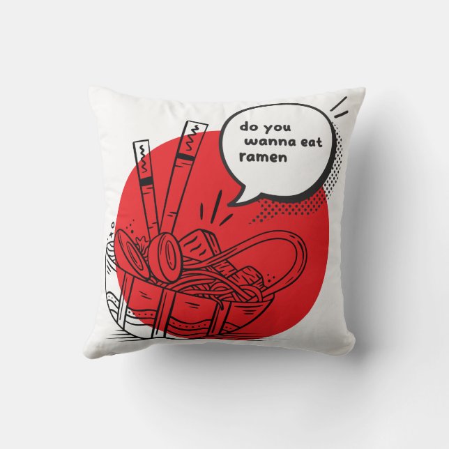 Cute Kawaii Ramen - Funny Japanese Food  Cushion (Back)