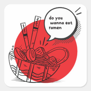 Cute Kawaii Ramen - Funny Japanese Food  Square Sticker