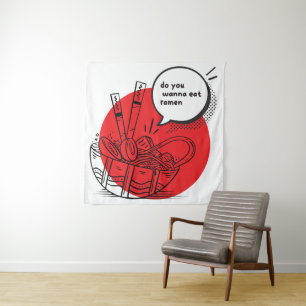 Cute Kawaii Ramen - Funny Japanese Food  Tapestry