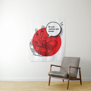 Cute Kawaii Ramen - Funny Japanese Food  Tapestry