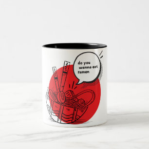 Cute Kawaii Ramen - Funny Japanese Food Two-Tone Coffee Mug