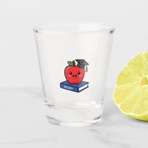 Cute Kawaii Red Apple Wearing Graduation Cap Smart Shot Glass