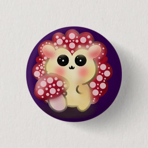 Cute Kawaii Red Mushroom Hedgehog Toadstool Art 3 Cm Round Badge