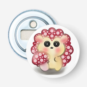 Cute Kawaii Red Mushroom Hedgehog Toadstool Art Bottle Opener