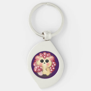 Cute Kawaii Red Mushroom Hedgehog Toadstool Art Key Ring