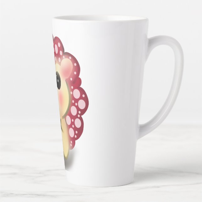 Cute Kawaii Red Mushroom Hedgehog Toadstool Art Latte Mug (Right)