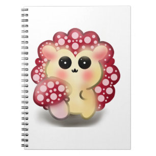 Cute Kawaii Red Mushroom Hedgehog Toadstool Art Notebook