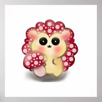 Cute Kawaii Red Mushroom Hedgehog Toadstool Art