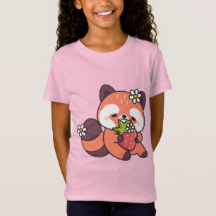 Cute Kawaii Red Panda with Strawberry T-Shirt