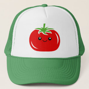 Cute Kawaii red tomato face vegetable drawing Trucker Hat